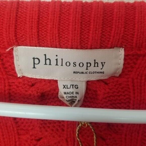 Philosophy Womens Fisherman Sweater Cable Knit Holiday Cozy Cabin Preppy Size XL - Picture 6 of 9